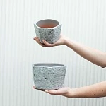 Кашпо керамическое, шестигранник серый камень d18