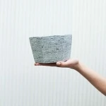 Кашпо керамическое, шестигранник серый камень d18