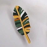 Брошь деревянная Лист пальмы