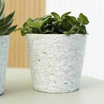 Кашпо керамическое, конус бежевый камень d10