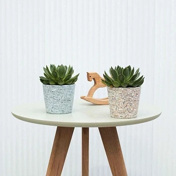 Кашпо керамическое, конус лунный камень d10