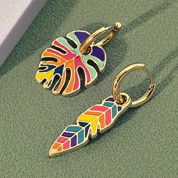 Серьги асимметричные Тропические листья