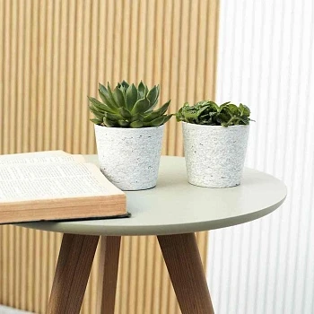 Кашпо керамическое, конус бежевый камень d10