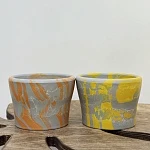 Горшок для цветов серо-желтый 0,7л