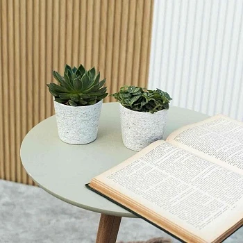 Кашпо керамическое, конус бежевый камень d10