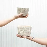 Кашпо керамическое, шестигранник лунный камень d15
